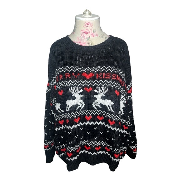 H&M Wool Blend Merry Kissmas Sweater Gently Loved Size XL Oversized Comfy - Picture 4 of 10